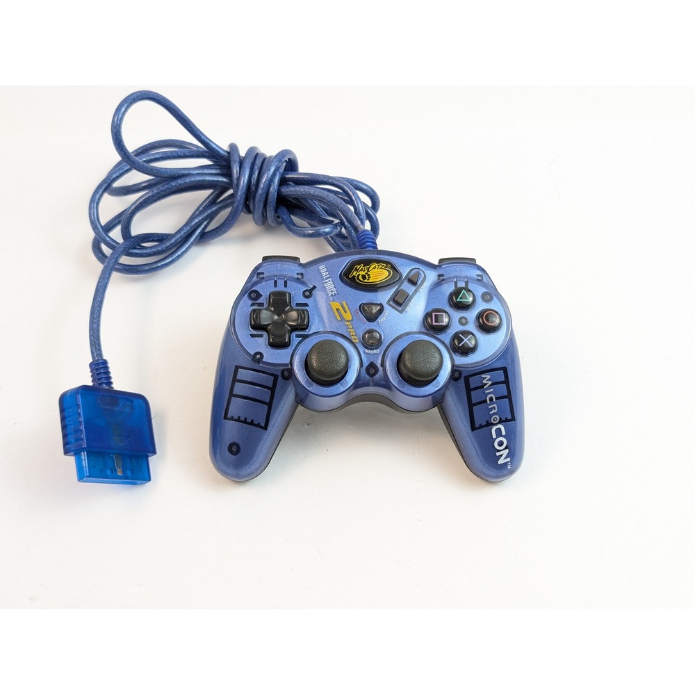 Mad Catz Dual‎ Force 2 Pro Playstation 2 Wired Controller, Tested, Working Blue